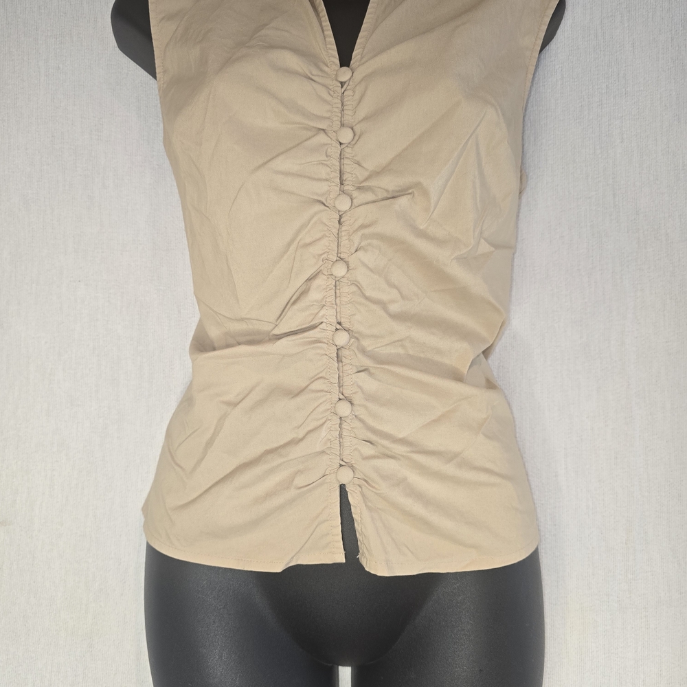 Apostrophe Tan Button-Front Blouse - image 2